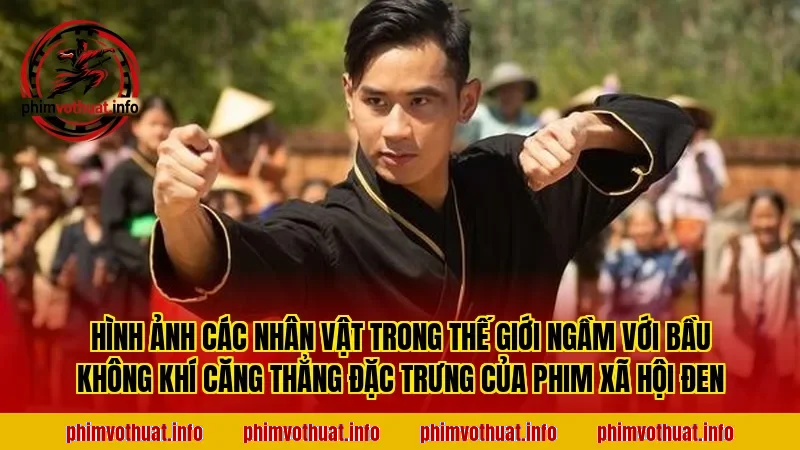 Hình ảnh các nhân vật trong thế giới ngầm với bầu không khí căng thẳng đặc trưng của phim xã hội đen