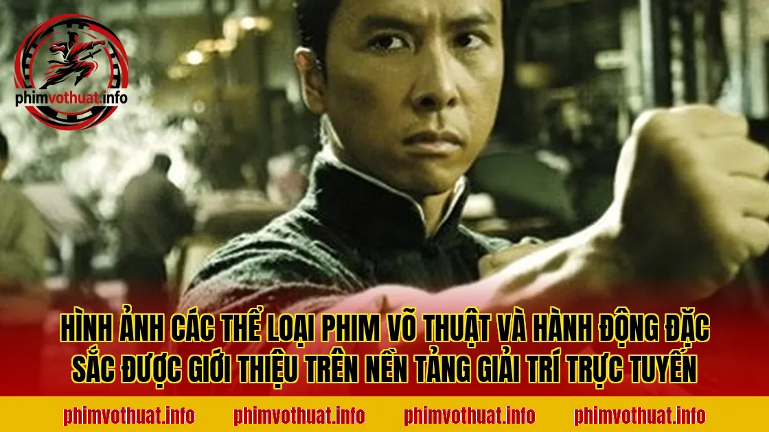 Hình ảnh các thể loại phim võ thuật và hành động đặc sắc được giới thiệu trên nền tảng giải trí trực tuyến