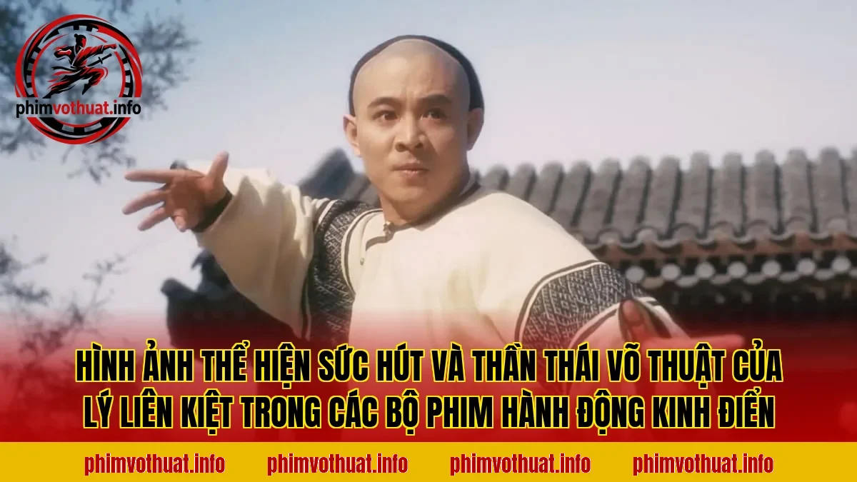 Hình ảnh thể hiện sức hút và thần thái võ thuật của Lý Liên Kiệt trong các bộ phim hành động kinh điển
