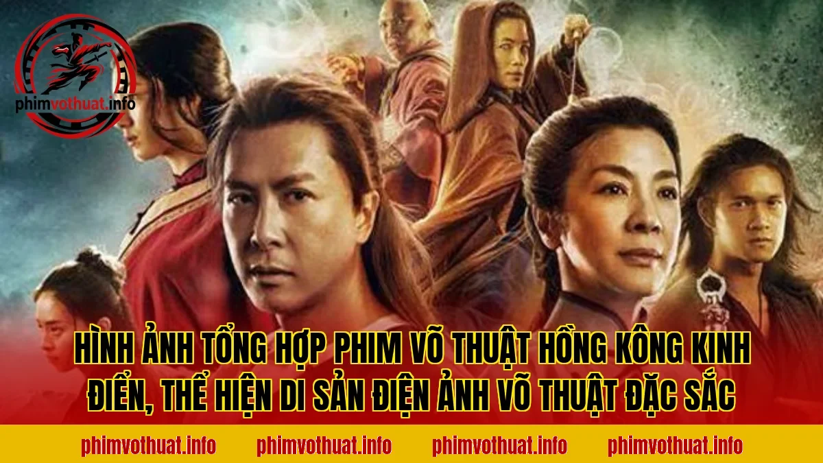 Hình ảnh tổng hợp phim võ thuật Hồng Kông kinh điển, thể hiện di sản điện ảnh võ thuật đặc sắc